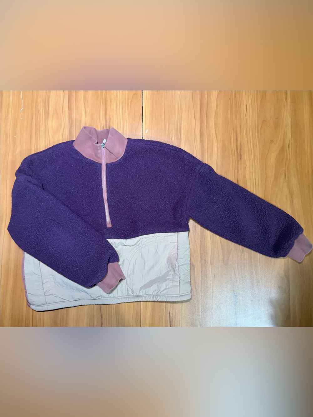 Fabletics Purple Fleece Top with Pink Trim Pullover Jacket